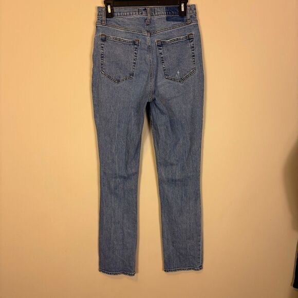 Abercrombie & Fitch The 90's Slim Straight Distressed Knee Ultra High Rise Jeans - Picture 2 of 6